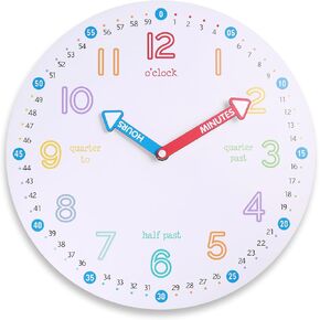 12 Inch Learning Clock, Telling Time Teaching Wall Clock for Classroom