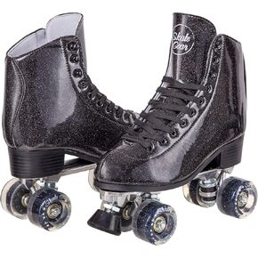 C SEVEN Sparkly Roller Skates for Outdoor Skating, Faux Leather