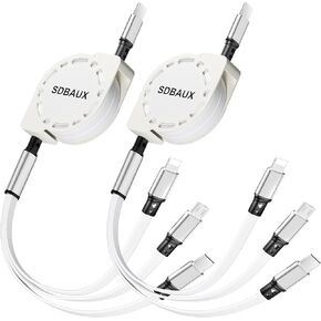 USB C Multi Charging Cable,Retractable Lightning/Type C/Micro Port 3 in 1 Fast Charger Cord for iPhone 15 14 13 12 Pro Max iPad Mini 6 Air 4,Galaxy S23/S22/S20,Cell Phones Tablets Universal Use