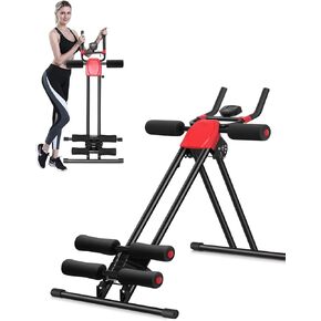 Ab Crunch Machine, Foldable Abdominal & Core Fitness Equipment, Height Adjustable Waist Trainer with LCD Display, Full Body Workout Machine for Home Use Black