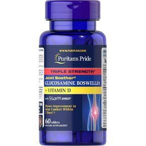 Puritan's Pride مهدئ المفاصل ذو القوة الثلاثية® الجلوكوزامين Boswellia + فيتامين د، أبيض in Kuwait