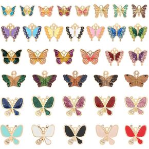 Bulk Enamel Butterfly Charms for Jewelry Making, Colorful Metal Insect Charms Pendant for Bracelet Necklace and Crafting (Butterfly-36Pcs)