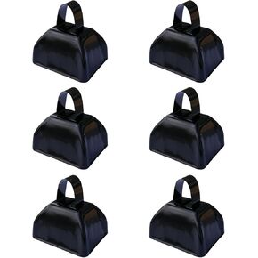 6 pack 3’’ Steel Cow Bell Noise Maker Cowbell, Cheering Loud Hand Call Bell for Sport Events Football Soccer Hockey Baseball Basketball Games Party Concert Graduations School Wedding Farm Ranch