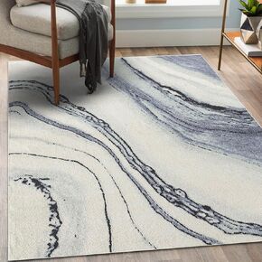 LUXE WEAVERS Abstract Modern Marbled Blue 2x7 Area Rug