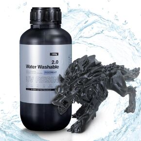 Water Washable 3D Printer Resin 2.0, Fast Curing 3D Printing Resin for Mars LCD DLP SLA Resin 3D Printers, UV Curing 405nm Standard Photopolymer Resin, Excellent Fluidity, High Precision