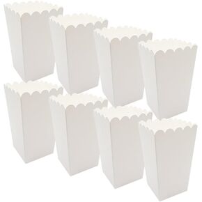 24 Pcs Paper Popcorn Containers Boxes Tall Large Popcorn Bucket White Snack Box Cardboard Candy Boxes Popcorn Machine Accessories for Movie Night Favors
