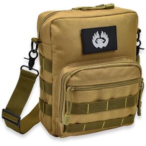 TORCH Small Messenger Bag MOLLE Tactical Satchel Compact Courier Pack Single Strap Shoulder Sling Cycling for Every Day Carry Gear Black