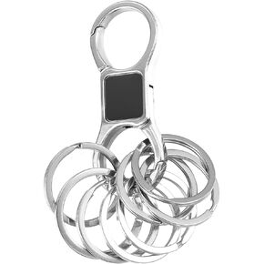 Keychain Quick Release Key Ring Key Fob Clip with 8 Detachable Keyrings for Men Women Zinc Alloy Keyrings for Car Keys Heavy Duty Car Keychain Organizer