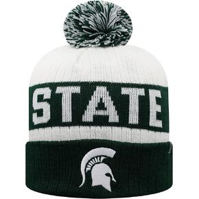 Top of the World NCAA Arctic Striped Cuffed Knit Pom Beanie Hat-Michigan State-White-OSFM
