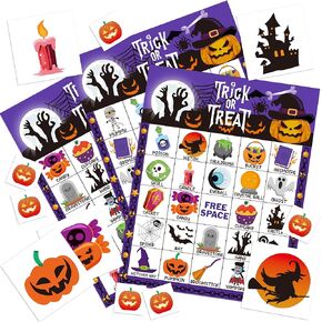 45PCS Halloween Bingo Game Cards for 24 Players Halloween Bingo Games for Family and Large Group Parties Halloween Party Favors