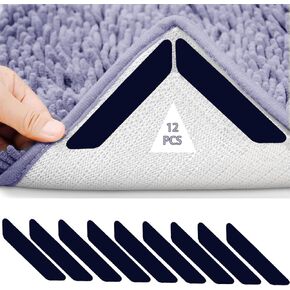 12 Pack Rug Gripper Pads, Slip Rug Pads for Hardwood Floors, Keep Area Rugs Corners from Curling and Bunching, Non Slip Rug Pads(Small, trapezoidal)