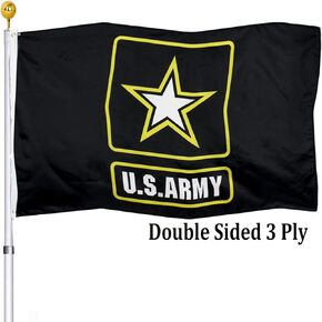 US Army Military Flag 3x5 Outdoor Made In USA Double Sided- American United States Army Star Black Flags 3 Ply Heavy Duty Fade Resistant Banner for Outdoor Indoor Garage Wall