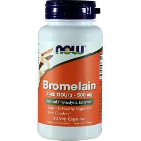 NOW Bromelain 2400 GDU, 500mg, 60 Capsules (Pack of 2)