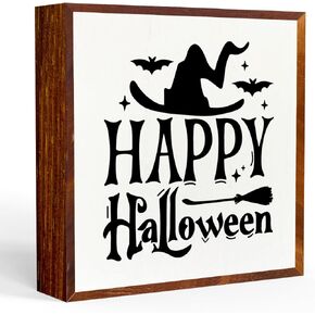 Halloween Decorations Spider Web Decoration Spooky Home Decor Witchy home decor Wooden Box Sign Desk Decor Farmhouse Coffee Bar Office Home Rustic Wooden Block Sign for Bookshelf Tabletop Wall Door