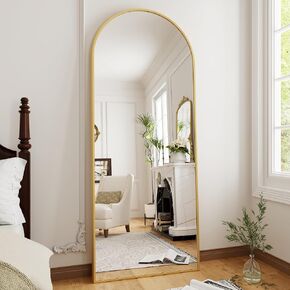 OGCAU Full Length Mirror, Floor Mirror Full Length, 65"x22" Arched-Top Mirror Hanging or Leaning, Standing Mirror, Body Mirror, Wall Mounted Mirror with Aluminum Frame for Bedroom (White)