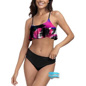 Beautikini Period Swimwear for Teen Menstrual Leakproof Ruffle Bikini Set Period Bikini Swimsuits Bathing Suit for Teen Girl