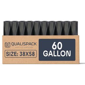 60 Gallon Can Liners | 38x58 Black 1.5 Mil | Heavy Duty Eco-Friendly Trash Bags | 150 Bags for Industrial, Commercial Use