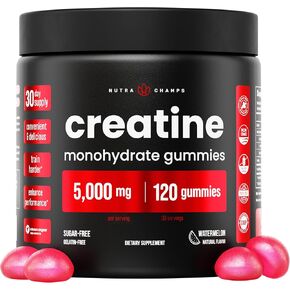Creatine Gummies for Men & Women - 5g Sugar Free Chewable Creatine Monohydrate Gummies - Supports Protein Synthesis, Muscle Recovery & Workout Performance - 120 Creatine Gummy Chews