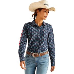 ARIAT womens Wrinkle Resist Team Kirby Stretch Shirt