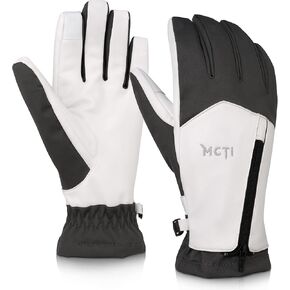 MCTi Winter Gloves for Women Waterproof Warm for Cold Weather Touchscreen Zipper Gloves