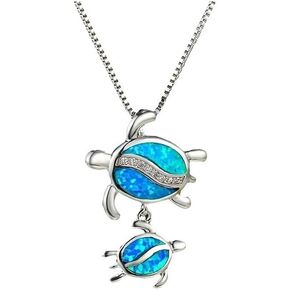 Starfish Necklace Earrings Jewelry Set with Blue Purple Opal Ocean Sea Animal Beach Jewelry for Women Girls