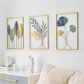Kalakriti Large Geometric Abstract Metal Wall Decoration Art 3D Sculpture Flower Modern Style Crafts Suitable for Bedroom, Living Room, Restaurant, Set of 3 pcs