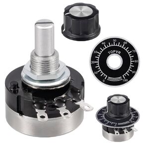 RV24YN20S B104 100K Potentiometer 100000 Ohm Single Turn Rotary Film Carbon Potentometers wtih 2pcs A03 Knob and 2pcs Dials (Pack of 6Pcs)