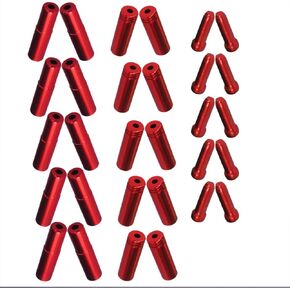 (Total 30 PCS) 10 PCs 5mm Red Alloy Road Mountain Bicycle Bike Brake Cable Tips Caps End Crimp + 10 PCs 4mm Shift Derailleur Cable Tips End + 10 PCs Cable End Crimps