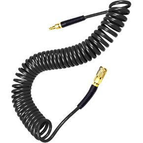 YOTOO Polyurethane Recoil Air Hose 1/4" Inner Diameter by 25' Long with Bend Restrictor, 1/4" Industrial Quick Coupler and Plug, Black