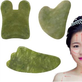 Backyard Blasters 3Pcs Aventurine Guasha Scraping Massage Tools, Natural Stone Guasha Board for SPA Acupuncture Therapy Trigger Point Treatment and Facial Care Treatment (Gua sha Board)