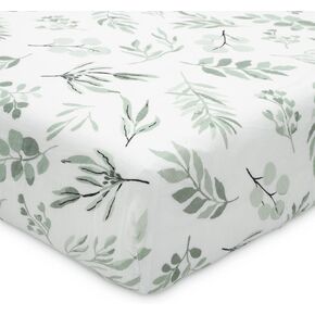 Organic Muslin Fitted Crib Sheet - Organic Crib Sheet for Standard Crib and Toddler Mattresses, Soft and Breathable, Solid Sage Green, Boho Baby, 28"x52"