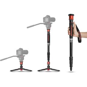 IFOOTAGE Cobra 3 Strike Monopod C180F-P with Komodo K5S Camera Video Head Fluid Head,Pedal Base Tripod CB3 Base-P Low Profile,Carbon Fiber Monopod with Feet,for Sony,Nikon,DSLR,Max.Payload 22lb/10KG
