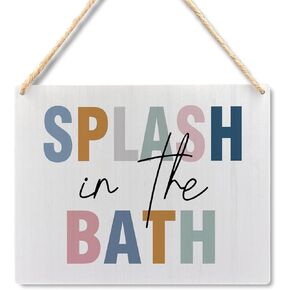 Ryeolo Kids Bathroom Decor, Boho the Kids Bathroom Warning Wood Signs Wall Hanging, Kids Bathroom Wall Decor, Toddler Boy Girl Bathroom Decor, Bathroom Decor for Kids, 10.2x7.8 Inches Wall Pediments