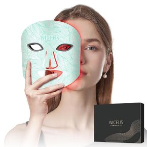 NICEUS LED Face Mask Light Therapy,New Ultra-Thin, Ultra-Soft, Non-Indentation 8 Colors Light Therapy Mask,Infrared Blue Red Light Therapy Skin Care Facial Treatment Mask Skincare Tool