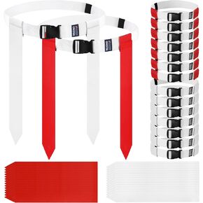 MIUOMO Flag Football Belts, Set of Flag Football Flags for Kids Adults, and Youth, Adjustable Flag Football Belt Set 14 Players Training Competition (White and Red)