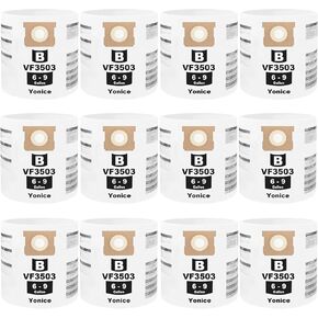 8 Pack VF3503 Vacuum Bags Compatible with Ridgid 6-9 Gallons Wet/Dry Vacuums, Disposable Dust Collection Bags Size B