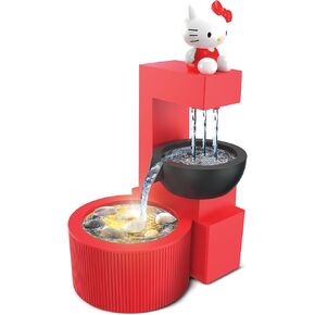 Hello Kitty LED Tabletop Waterfall Fountain – Cute Indoor Water Feature with Color-Changing Lights, Relaxing Decor for Home, Office, or Bedroom