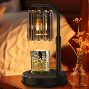 Candle Warmer Lamp with 2 Bulbs, Candle Lamp Warmer with Timer & Dimmer Adjustable Height, Modern Glass Electric Candle Warmer Lamp - for House Home Bedroom Decor, for Scented Wax, Metal Base