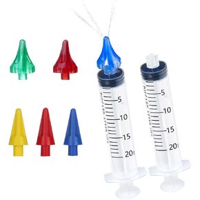 20mL Ear Syringes for Removing Ear Wax, Ear Cleaning Water Irrigation Kits with 3 Penta-Stream Tips and 3 Tri-Stream Tips Improved Hearing Clarity and Aural Hygiene (clear)