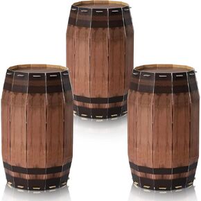 3 Pcs Western Cowboy Party Decoration Pirate Barrel Decoration Pirate Party Decorations Cowboy Baby Shower Decorations Wooden Barrel Cardboard Barrel Western Prop Decoration