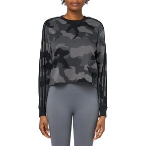 adidas Women's Plus Size Essentials 3 Stripes Camouflage Printed Cropped Sweatshirt