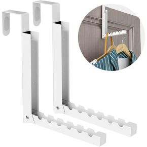 Over The Door Hanger Folding Clothes Drying Rack, Folding Hanging Coat Rack for Indoor Laundry Room Compact Small Space Foldable Portable Clothing Hanger Hook Collapsible- 2 Pack (Black)