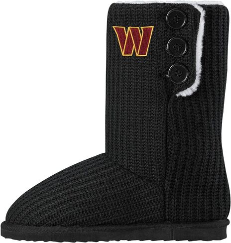 FOCO Women's NFL Team Logo Knit High End Black Button Boots in Saudi Arabia