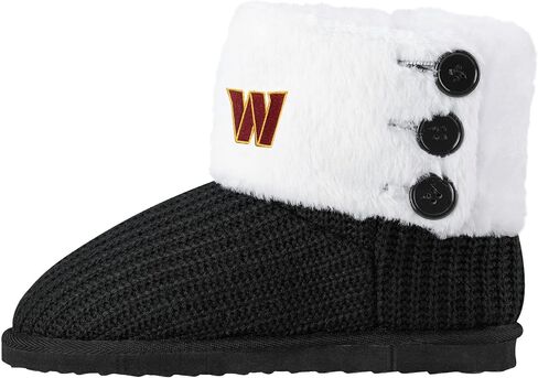 FOCO Women's NFL Team Logo Knit High End Black Button Boots in Saudi Arabia