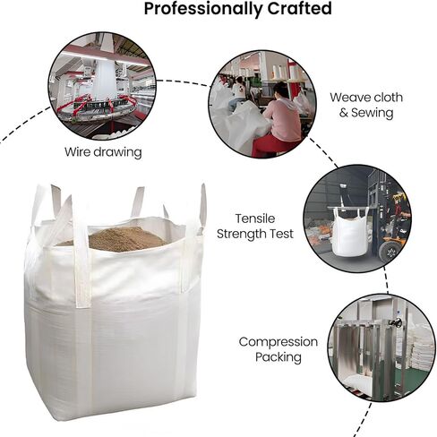 10 قطع من أكياس FIBC السائبة، حقيبة 1.5 طن، 35 بوصة طول × 35 بوصة عرض × 43 بوصة ارتفاع، 3300 رطل، أكياس كبيرة قابلة للفتح مع إغلاق من الأعلى، أكياس بولي بروبيلين منسوجة مع قاعدة مسطحة محكمة الغلق، حقيبة رمل شديدة التحمل، 4 حلقات الرفع in Kuwait