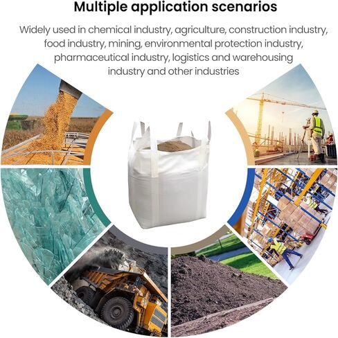 10 قطع من أكياس FIBC السائبة، حقيبة 1.5 طن، 35 بوصة طول × 35 بوصة عرض × 43 بوصة ارتفاع، 3300 رطل، أكياس كبيرة قابلة للفتح مع إغلاق من الأعلى، أكياس بولي بروبيلين منسوجة مع قاعدة مسطحة محكمة الغلق، حقيبة رمل شديدة التحمل، 4 حلقات الرفع in Kuwait