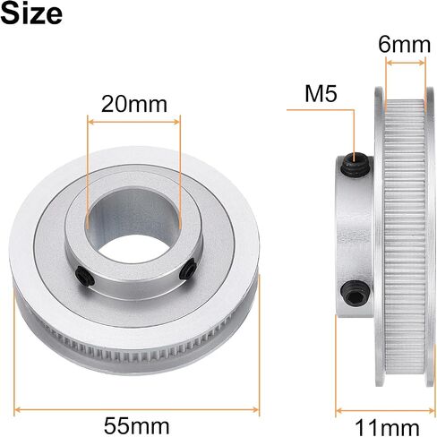 uxcell 2pcs GT-2 Pulley Synchronous Wheel 80 Teeth 20mm Bore, Fit with 6mm Width Belt, Aluminum Alloy Timing Pulley Wheel for 3D Printer, CNC Machine in Saudi Arabia