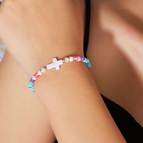 Cute Seed Bead Bracelets for Woman Girls, Boho Colorful Rainbow Handmade Gold Beaded Bracelet Adjustable Summer Beach Jewelry Gifts in Saudi Arabia