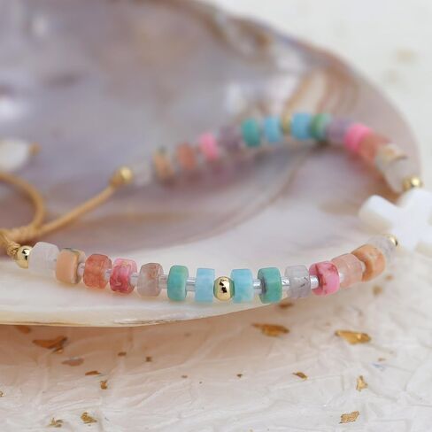 Cute Seed Bead Bracelets for Woman Girls, Boho Colorful Rainbow Handmade Gold Beaded Bracelet Adjustable Summer Beach Jewelry Gifts in Saudi Arabia