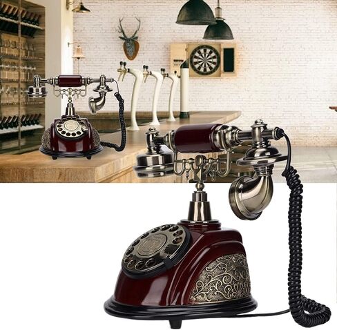 Dilwe Retro Antique Phone, Vintage Telephone European Landline Old Fashion Wired Fixed Telephone for Home Office Cafe Bar Decoration in Saudi Arabia